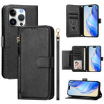 Étui portefeuille zippé en cuir avec plusieurs fentes pour cartes, Pour iPhone 17e / 16e, Pour iPhone 17 Pro Max, Pour iPhone 17 Pro, Pour iPhone 17, Pour iPhone Air, Pour iPhone 16 Pro Max, Pour iPhone 16 Pro, Pour iPhone 16 Plus