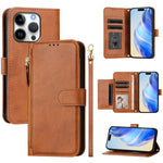 Étui portefeuille zippé en cuir avec plusieurs fentes pour cartes, Pour iPhone 17e / 16e, Pour iPhone 17 Pro Max, Pour iPhone 17 Pro, Pour iPhone 17, Pour iPhone Air, Pour iPhone 16 Pro Max, Pour iPhone 16 Pro, Pour iPhone 16 Plus
