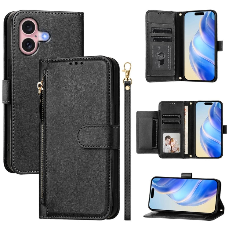 Étui de téléphone en cuir avec fermeture éclair et fentes pour cartes multiples, Pour iPhone 16, Pour iPhone 15 Pro Max, Pour iPhone 15 Pro, Pour iPhone 15 Plus, Pour iPhone 15, Pour iPhone 14 Plus, Pour iPhone 14 / 13, Pour iPhone 14 Pro
