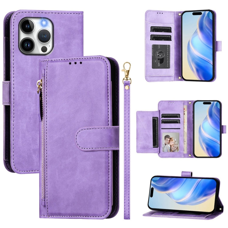 Étui de téléphone en cuir avec fermeture éclair et fentes pour cartes multiples, Pour iPhone 16, Pour iPhone 15 Pro Max, Pour iPhone 15 Pro, Pour iPhone 15 Plus, Pour iPhone 15, Pour iPhone 14 Plus, Pour iPhone 14 / 13, Pour iPhone 14 Pro