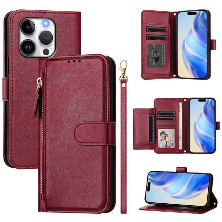 Étui de téléphone en cuir avec fermeture éclair et fentes pour cartes multiples, Pour iPhone 16, Pour iPhone 15 Pro Max, Pour iPhone 15 Pro, Pour iPhone 15 Plus, Pour iPhone 15, Pour iPhone 14 Plus, Pour iPhone 14 / 13, Pour iPhone 14 Pro