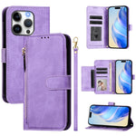 Étui de téléphone en cuir avec fermeture éclair et fentes pour cartes multiples, Pour iPhone 16, Pour iPhone 15 Pro Max, Pour iPhone 15 Pro, Pour iPhone 15 Plus, Pour iPhone 15, Pour iPhone 14 Plus, Pour iPhone 14 / 13, Pour iPhone 14 Pro