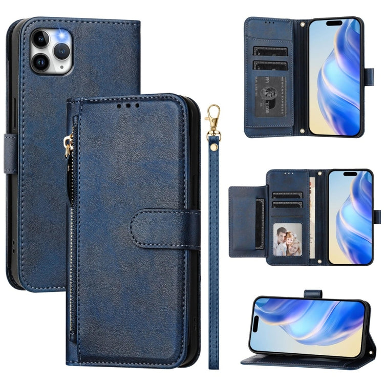 Étui de téléphone en cuir avec fermeture éclair et plusieurs emplacements pour cartes, pour iPhone 11 Pro Max, pour iPhone 11, pour iPhone 11 Pro, pour iPhone X / XS, pour iPhone XR, pour iPhone XS Max, pour iPhone 8 Plus / 7 Plus