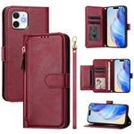 Étui de téléphone en cuir avec fermeture éclair et plusieurs emplacements pour cartes, pour iPhone 11 Pro Max, pour iPhone 11, pour iPhone 11 Pro, pour iPhone X / XS, pour iPhone XR, pour iPhone XS Max, pour iPhone 8 Plus / 7 Plus
