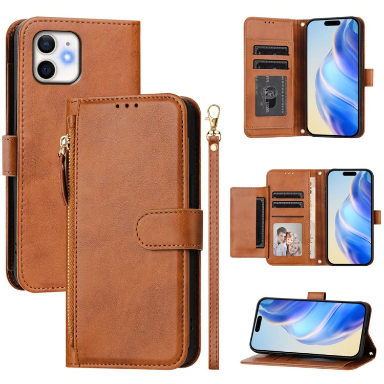 Étui de téléphone en cuir avec fermeture éclair et plusieurs emplacements pour cartes, pour iPhone 11 Pro Max, pour iPhone 11, pour iPhone 11 Pro, pour iPhone X / XS, pour iPhone XR, pour iPhone XS Max, pour iPhone 8 Plus / 7 Plus