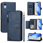 Étui de téléphone en cuir avec fermeture éclair et plusieurs emplacements pour cartes, pour iPhone 11 Pro Max, pour iPhone 11, pour iPhone 11 Pro, pour iPhone X / XS, pour iPhone XR, pour iPhone XS Max, pour iPhone 8 Plus / 7 Plus
