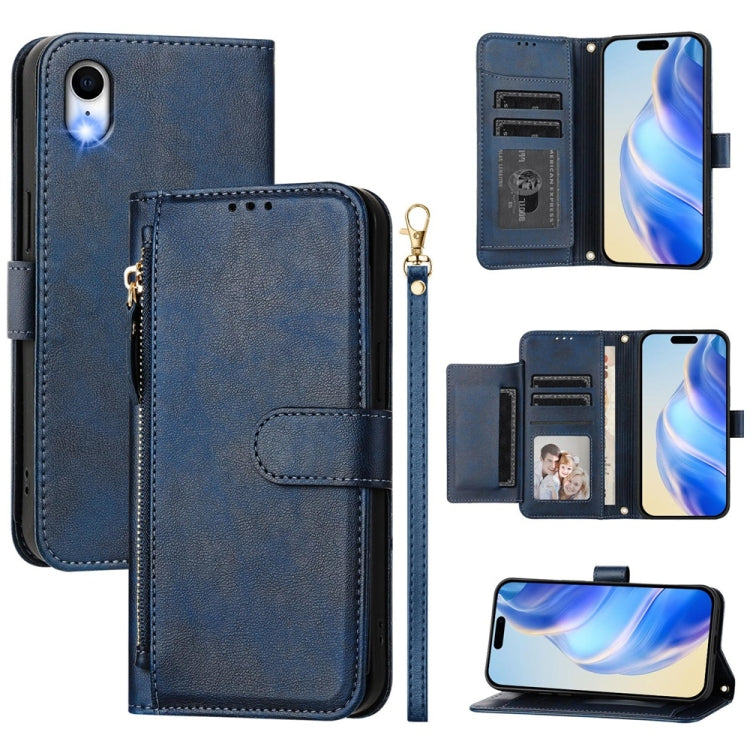 Étui de téléphone en cuir avec fermeture éclair et plusieurs emplacements pour cartes, pour iPhone 11 Pro Max, pour iPhone 11, pour iPhone 11 Pro, pour iPhone X / XS, pour iPhone XR, pour iPhone XS Max, pour iPhone 8 Plus / 7 Plus