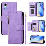 Étui de téléphone en cuir avec fermeture éclair et plusieurs emplacements pour cartes, pour iPhone 11 Pro Max, pour iPhone 11, pour iPhone 11 Pro, pour iPhone X / XS, pour iPhone XR, pour iPhone XS Max, pour iPhone 8 Plus / 7 Plus
