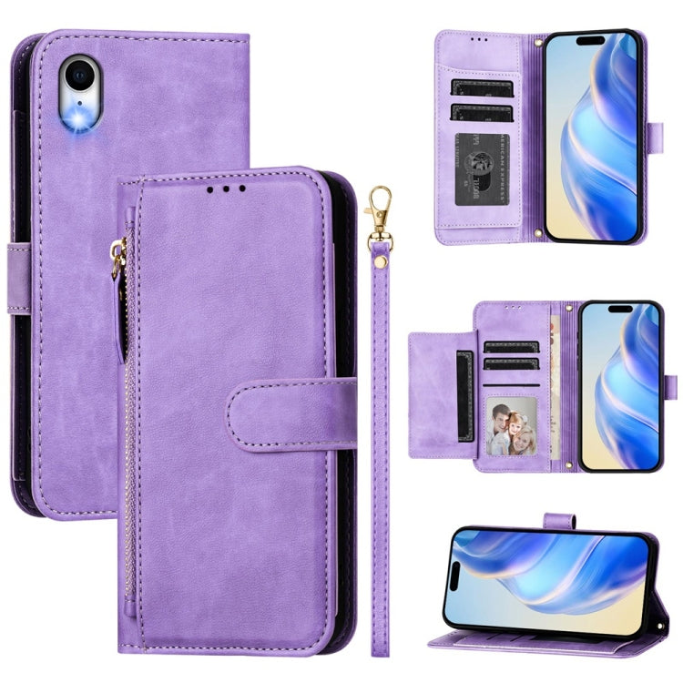 Étui de téléphone en cuir avec fermeture éclair et plusieurs emplacements pour cartes, pour iPhone 11 Pro Max, pour iPhone 11, pour iPhone 11 Pro, pour iPhone X / XS, pour iPhone XR, pour iPhone XS Max, pour iPhone 8 Plus / 7 Plus