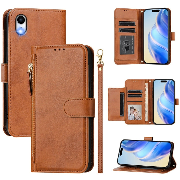 Étui de téléphone en cuir avec fermeture éclair et plusieurs emplacements pour cartes, pour iPhone 11 Pro Max, pour iPhone 11, pour iPhone 11 Pro, pour iPhone X / XS, pour iPhone XR, pour iPhone XS Max, pour iPhone 8 Plus / 7 Plus