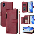 Étui de téléphone en cuir avec fermeture éclair et plusieurs emplacements pour cartes, pour iPhone 11 Pro Max, pour iPhone 11, pour iPhone 11 Pro, pour iPhone X / XS, pour iPhone XR, pour iPhone XS Max, pour iPhone 8 Plus / 7 Plus