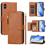Étui de téléphone en cuir avec fermeture éclair et plusieurs emplacements pour cartes, pour iPhone 11 Pro Max, pour iPhone 11, pour iPhone 11 Pro, pour iPhone X / XS, pour iPhone XR, pour iPhone XS Max, pour iPhone 8 Plus / 7 Plus