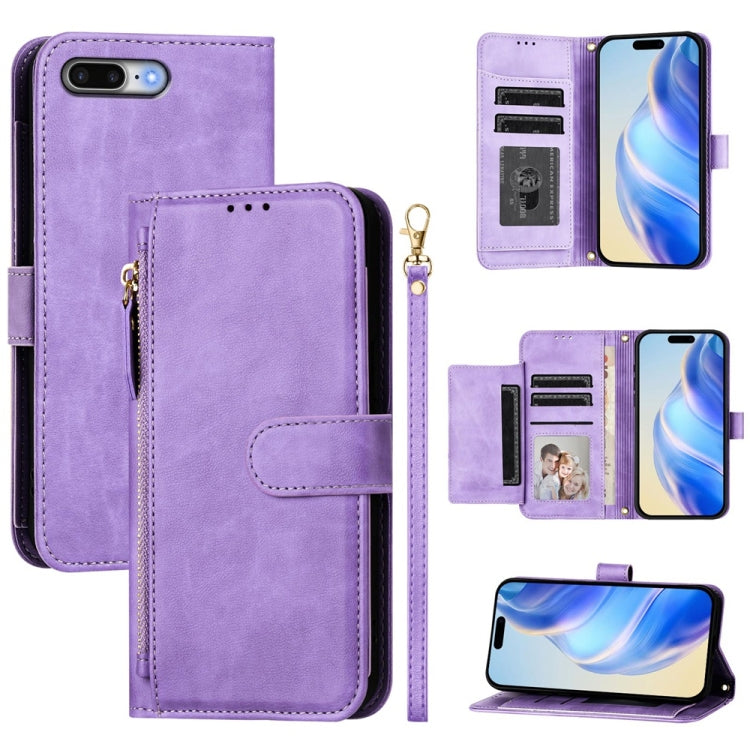 Étui de téléphone en cuir avec fermeture éclair et plusieurs emplacements pour cartes, pour iPhone 11 Pro Max, pour iPhone 11, pour iPhone 11 Pro, pour iPhone X / XS, pour iPhone XR, pour iPhone XS Max, pour iPhone 8 Plus / 7 Plus