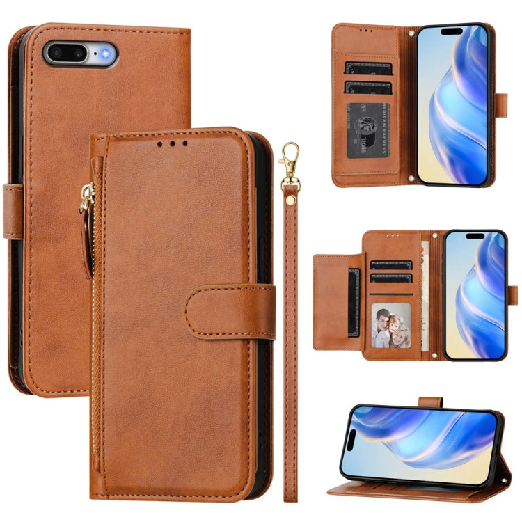 Étui de téléphone en cuir avec fermeture éclair et plusieurs emplacements pour cartes, pour iPhone 11 Pro Max, pour iPhone 11, pour iPhone 11 Pro, pour iPhone X / XS, pour iPhone XR, pour iPhone XS Max, pour iPhone 8 Plus / 7 Plus