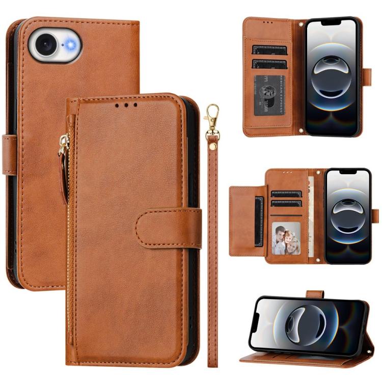 Étui portefeuille zippé en cuir avec plusieurs fentes pour cartes, Pour iPhone 17e / 16e, Pour iPhone 17 Pro Max, Pour iPhone 17 Pro, Pour iPhone 17, Pour iPhone Air, Pour iPhone 16 Pro Max, Pour iPhone 16 Pro, Pour iPhone 16 Plus