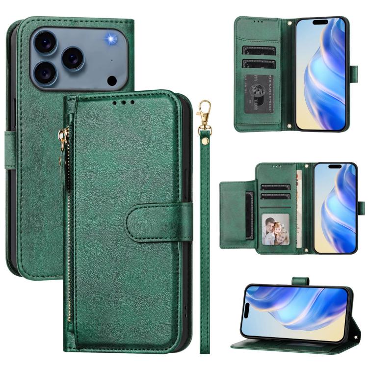 Étui portefeuille zippé en cuir avec plusieurs fentes pour cartes, Pour iPhone 17e / 16e, Pour iPhone 17 Pro Max, Pour iPhone 17 Pro, Pour iPhone 17, Pour iPhone Air, Pour iPhone 16 Pro Max, Pour iPhone 16 Pro, Pour iPhone 16 Plus