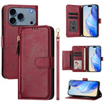 Étui portefeuille zippé en cuir avec plusieurs fentes pour cartes, Pour iPhone 17e / 16e, Pour iPhone 17 Pro Max, Pour iPhone 17 Pro, Pour iPhone 17, Pour iPhone Air, Pour iPhone 16 Pro Max, Pour iPhone 16 Pro, Pour iPhone 16 Plus