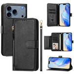 Étui portefeuille zippé en cuir avec plusieurs fentes pour cartes, Pour iPhone 17e / 16e, Pour iPhone 17 Pro Max, Pour iPhone 17 Pro, Pour iPhone 17, Pour iPhone Air, Pour iPhone 16 Pro Max, Pour iPhone 16 Pro, Pour iPhone 16 Plus