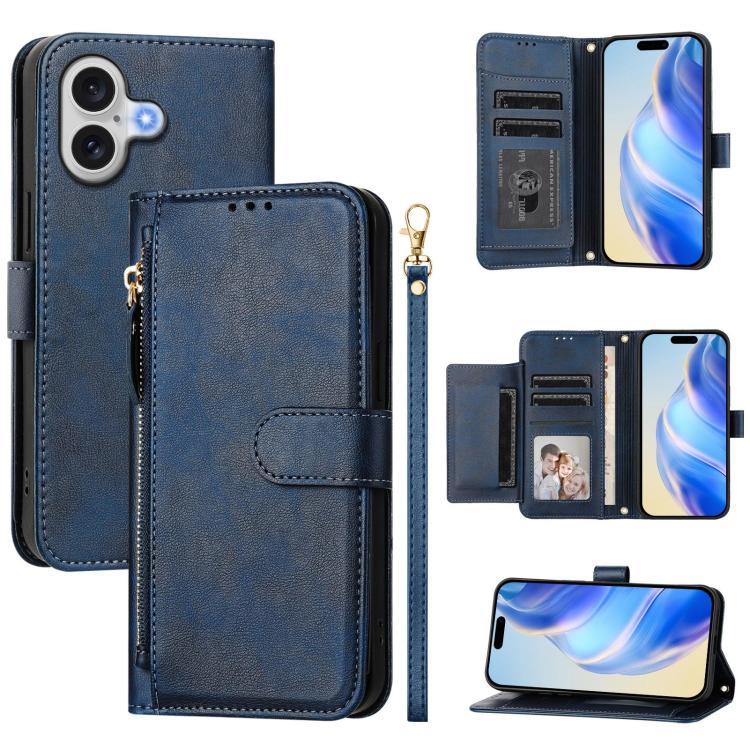 Étui portefeuille zippé en cuir avec plusieurs fentes pour cartes, Pour iPhone 17e / 16e, Pour iPhone 17 Pro Max, Pour iPhone 17 Pro, Pour iPhone 17, Pour iPhone Air, Pour iPhone 16 Pro Max, Pour iPhone 16 Pro, Pour iPhone 16 Plus