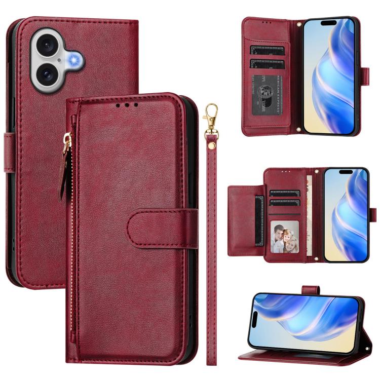 Étui portefeuille zippé en cuir avec plusieurs fentes pour cartes, Pour iPhone 17e / 16e, Pour iPhone 17 Pro Max, Pour iPhone 17 Pro, Pour iPhone 17, Pour iPhone Air, Pour iPhone 16 Pro Max, Pour iPhone 16 Pro, Pour iPhone 16 Plus