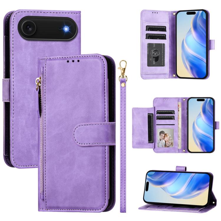 Étui portefeuille zippé en cuir avec plusieurs fentes pour cartes, Pour iPhone 17e / 16e, Pour iPhone 17 Pro Max, Pour iPhone 17 Pro, Pour iPhone 17, Pour iPhone Air, Pour iPhone 16 Pro Max, Pour iPhone 16 Pro, Pour iPhone 16 Plus