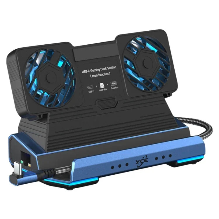 Station d'accueil de jeu USB-C 9 en 1 YCE-V279A avec ventilateur détachable, 9 en 1