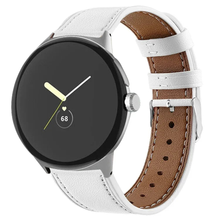 Bracelet de montre en cuir véritable à bout rond, pour Google Pixel Watch 4 / Watch 3 45 mm