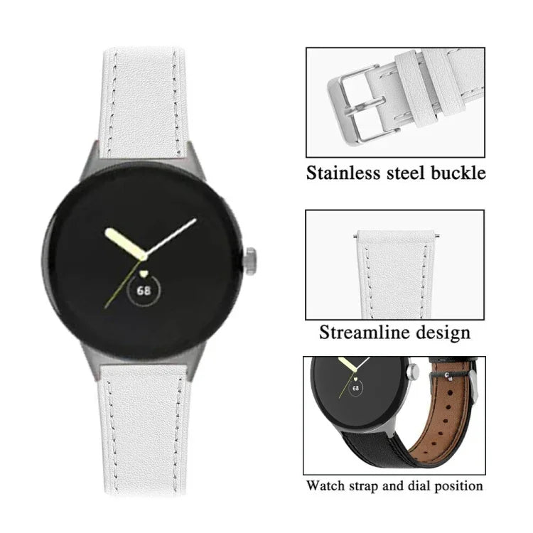 Bracelet de montre en cuir véritable à bout rond, pour Google Pixel Watch 4 / Watch 3 45 mm