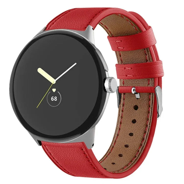Bracelet de montre en cuir véritable à bout rond, pour Google Pixel Watch 4 / Watch 3 45 mm
