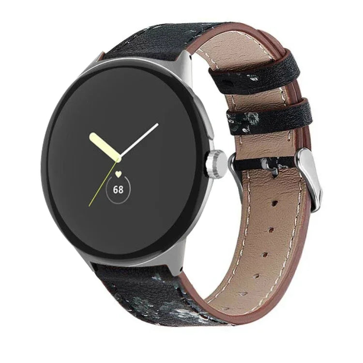 Bracelet de montre en cuir véritable à bout rond, pour Google Pixel Watch 4 / Watch 3 45 mm