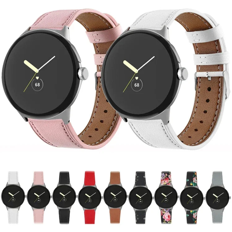 Bracelet de montre en cuir véritable à bout rond, pour Google Pixel Watch 4 / Watch 3 45 mm
