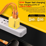 Chargeur rapide M167 PD 20W Type-C et USB QC 3.0, prise EU, prise US
