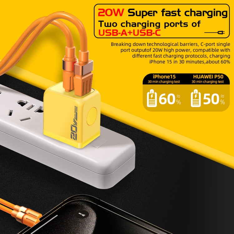 Chargeur rapide M167 PD 20W Type-C et USB QC 3.0, prise EU, prise US