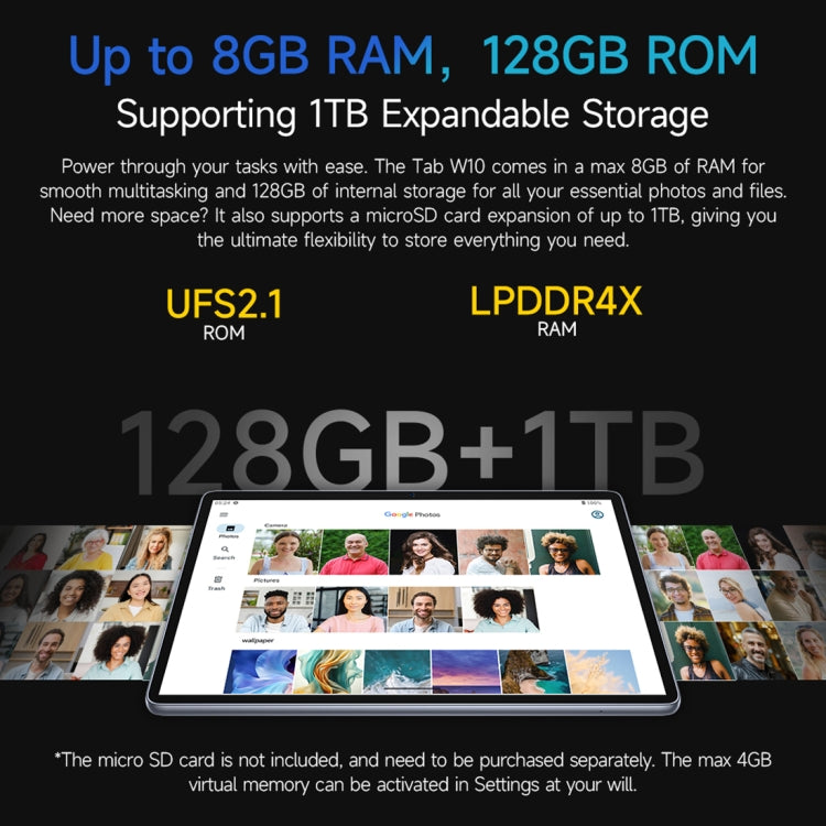 Ulefone Tab W10 Tablette WiFi, Android 14 10,1 pouces Unisoc T606 Octa Core, prise UE, Tab W10