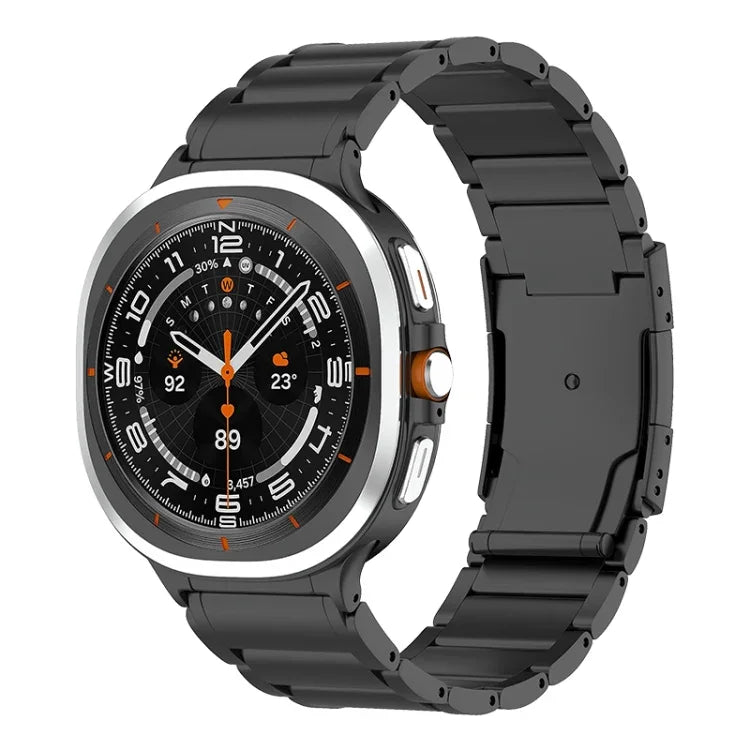 Bracelet de montre en acier titane avec boucle tortue à trois perles, pour Samsung Galaxy Watch Ultra / Ultra 2025, pour Samsung Galaxy Watch8 / Watch8 Classic