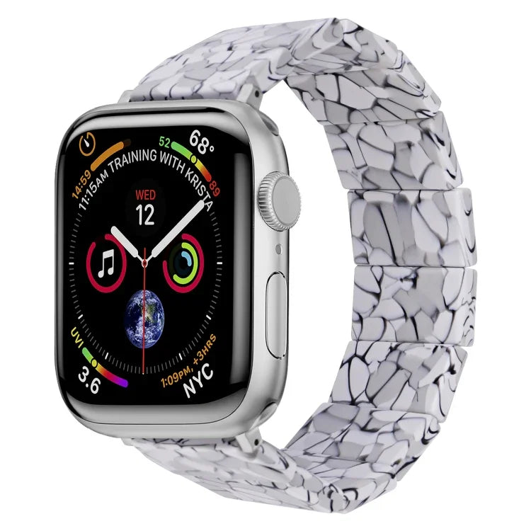 Bracelet de montre carré en résine extensible, compatible avec Apple Watch 46 mm / 49 mm / 45 mm / 44 mm et Apple Watch 42 mm / 41 mm / 40 mm / 38 mm.