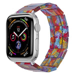 Bracelet de montre carré en résine extensible, compatible avec Apple Watch 46 mm / 49 mm / 45 mm / 44 mm et Apple Watch 42 mm / 41 mm / 40 mm / 38 mm.