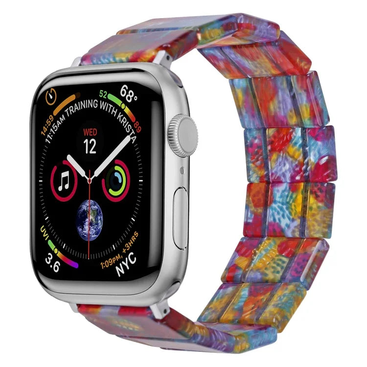 Bracelet de montre carré en résine extensible, compatible avec Apple Watch 46 mm / 49 mm / 45 mm / 44 mm et Apple Watch 42 mm / 41 mm / 40 mm / 38 mm.