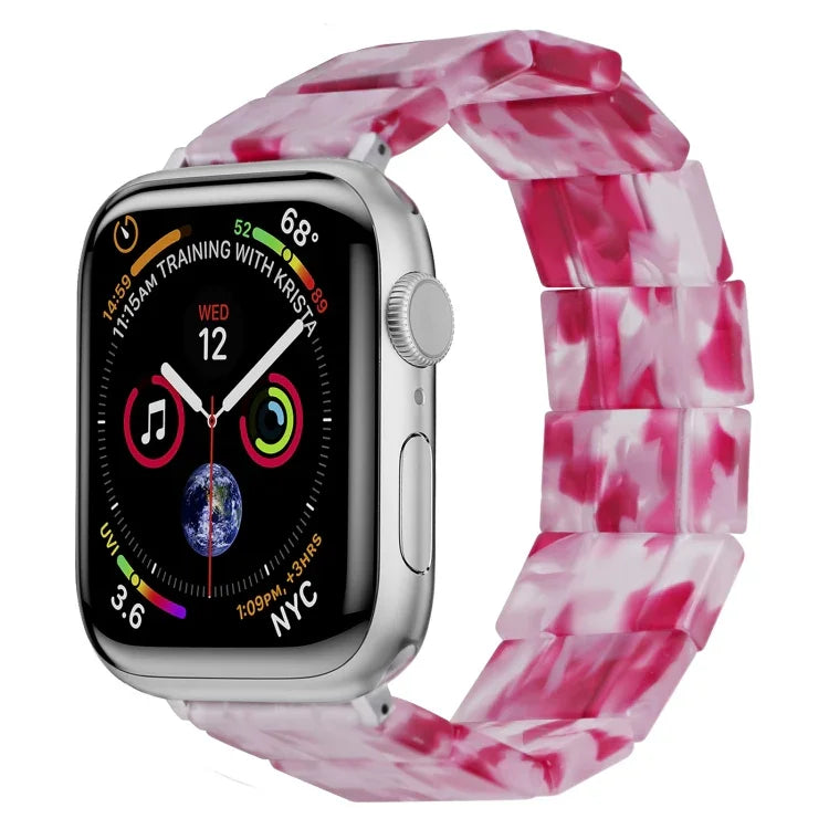 Bracelet de montre carré en résine extensible, compatible avec Apple Watch 46 mm / 49 mm / 45 mm / 44 mm et Apple Watch 42 mm / 41 mm / 40 mm / 38 mm.