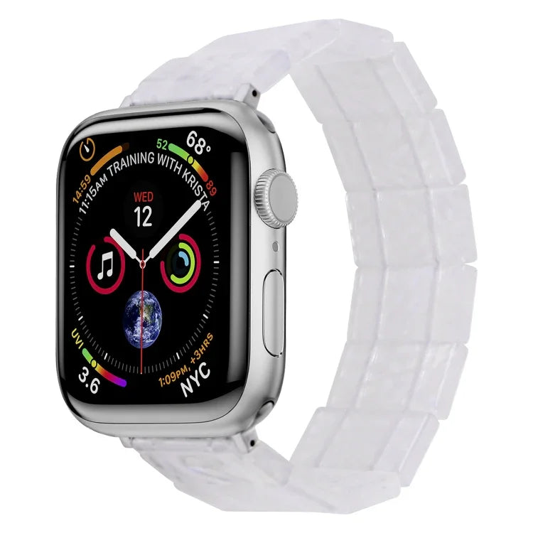 Bracelet de montre carré en résine extensible, compatible avec Apple Watch 46 mm / 49 mm / 45 mm / 44 mm et Apple Watch 42 mm / 41 mm / 40 mm / 38 mm.