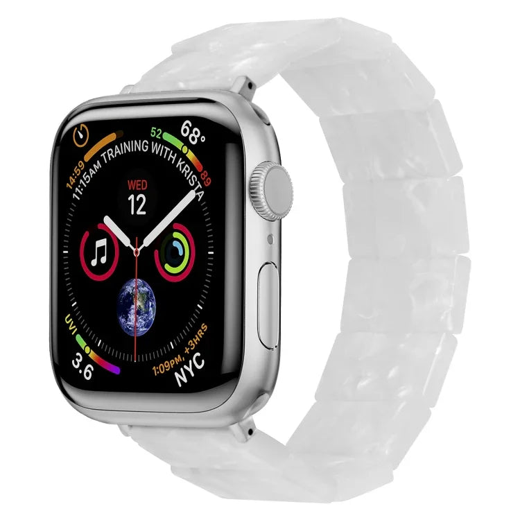 Bracelet de montre carré en résine extensible, compatible avec Apple Watch 46 mm / 49 mm / 45 mm / 44 mm et Apple Watch 42 mm / 41 mm / 40 mm / 38 mm.