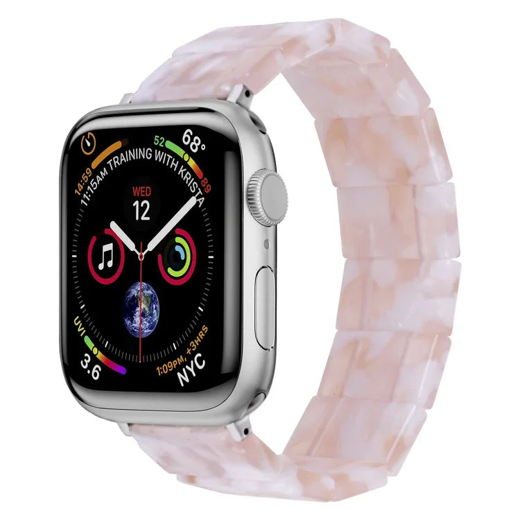 Bracelet de montre carré en résine extensible, compatible avec Apple Watch 46 mm / 49 mm / 45 mm / 44 mm et Apple Watch 42 mm / 41 mm / 40 mm / 38 mm.