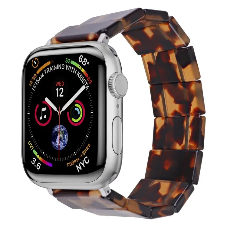 Bracelet de montre carré en résine extensible, compatible avec Apple Watch 46 mm / 49 mm / 45 mm / 44 mm et Apple Watch 42 mm / 41 mm / 40 mm / 38 mm.