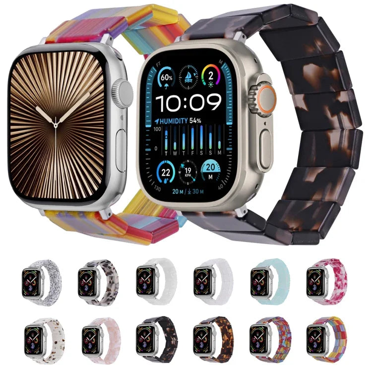 Bracelet de montre carré en résine extensible, compatible avec Apple Watch 46 mm / 49 mm / 45 mm / 44 mm et Apple Watch 42 mm / 41 mm / 40 mm / 38 mm.