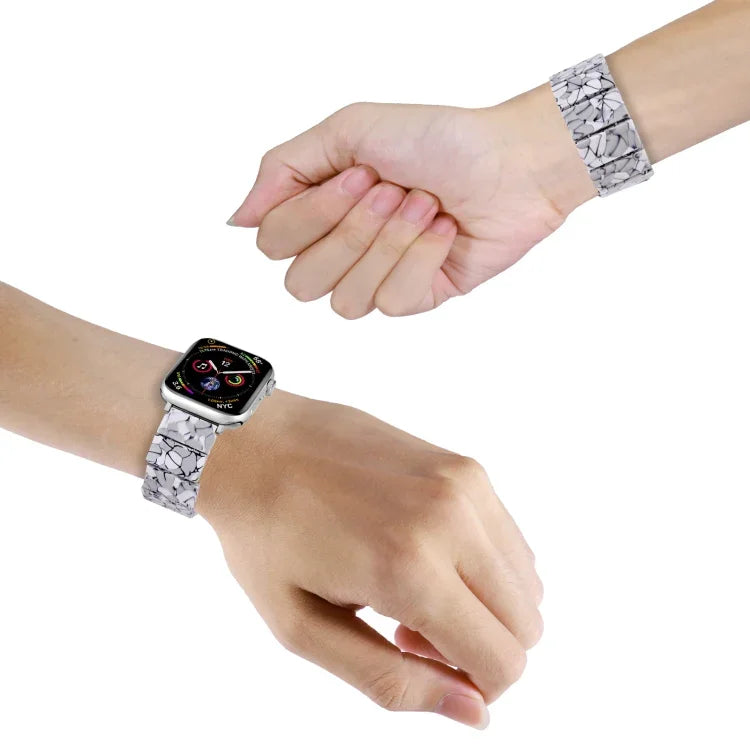 Bracelet de montre carré en résine extensible, compatible avec Apple Watch 46 mm / 49 mm / 45 mm / 44 mm et Apple Watch 42 mm / 41 mm / 40 mm / 38 mm.