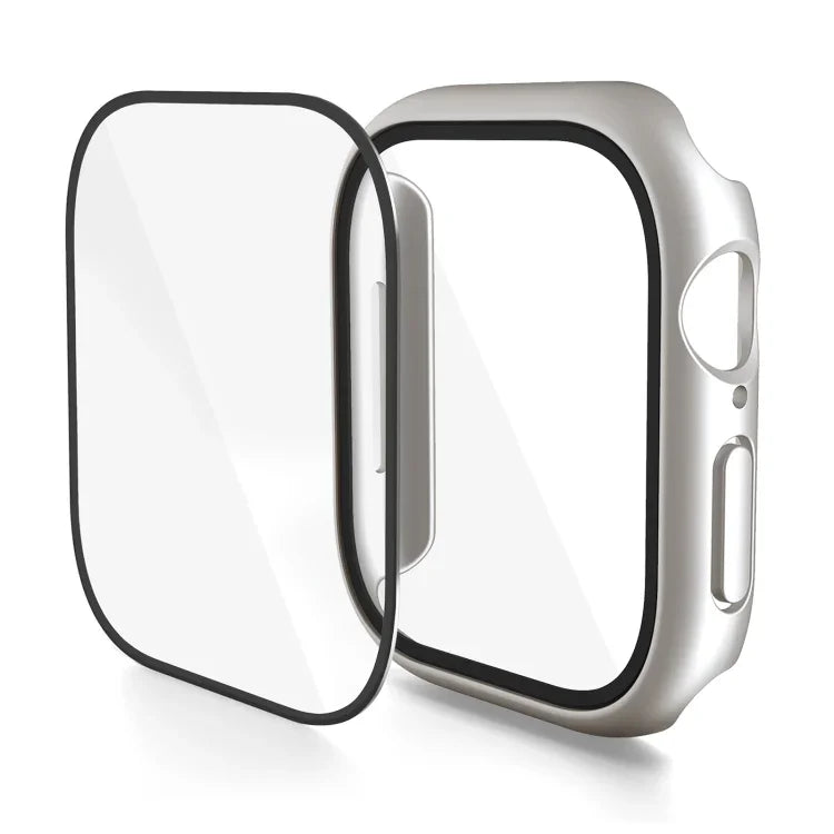 Boîtier de montre avec film trempé intégré en polycarbonate, compatible avec Apple Watch Series 10/11 46 mm et Apple Watch Series 10/11 42 mm