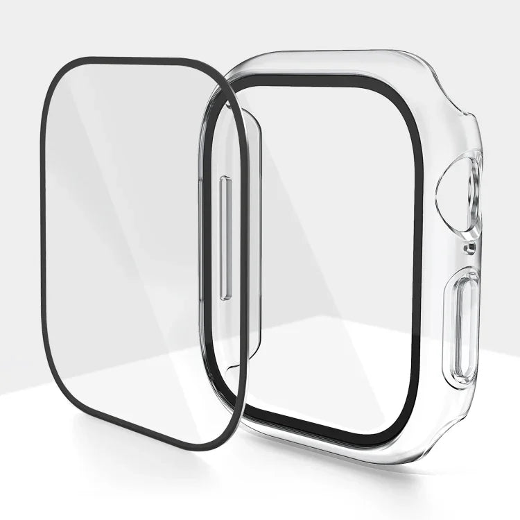 Boîtier de montre avec film trempé intégré en polycarbonate, compatible avec Apple Watch Series 10/11 46 mm et Apple Watch Series 10/11 42 mm