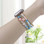 Bracelet de montre à quatre rangs de perles en cuivre, compatible avec Apple Watch 46 mm / 49 mm / 45 mm / 44 mm et Apple Watch 42 mm / 41 mm / 40 mm / 38 mm.