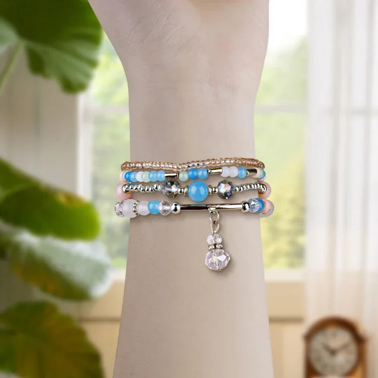 Bracelet de montre à quatre rangs de perles en cuivre, compatible avec Apple Watch 46 mm / 49 mm / 45 mm / 44 mm et Apple Watch 42 mm / 41 mm / 40 mm / 38 mm.