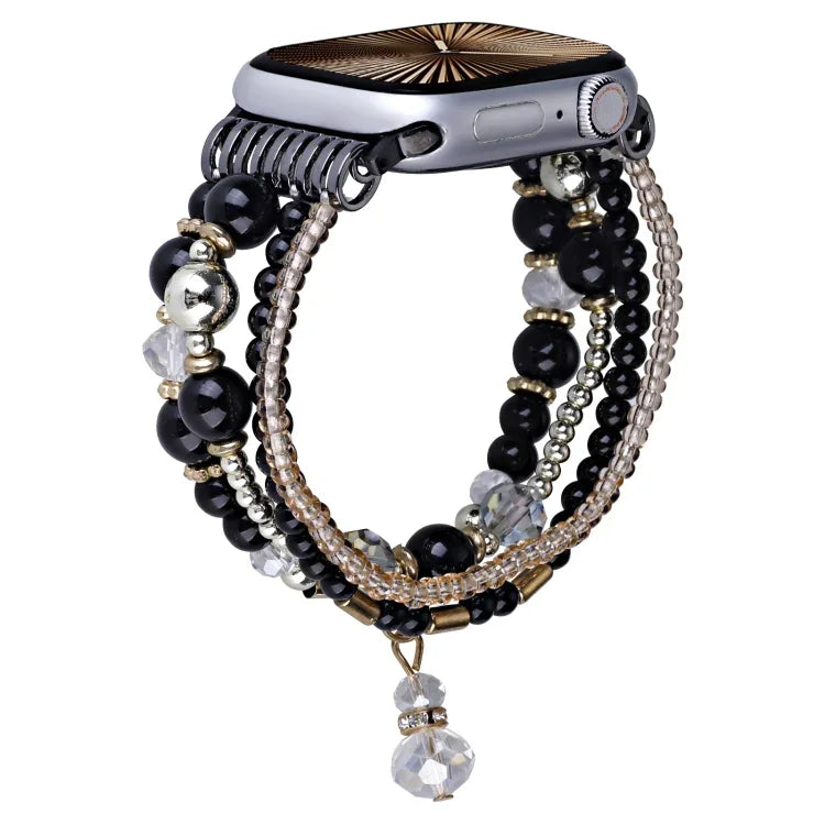 Bracelet de montre à quatre rangs de perles en cuivre, compatible avec Apple Watch 46 mm / 49 mm / 45 mm / 44 mm et Apple Watch 42 mm / 41 mm / 40 mm / 38 mm.